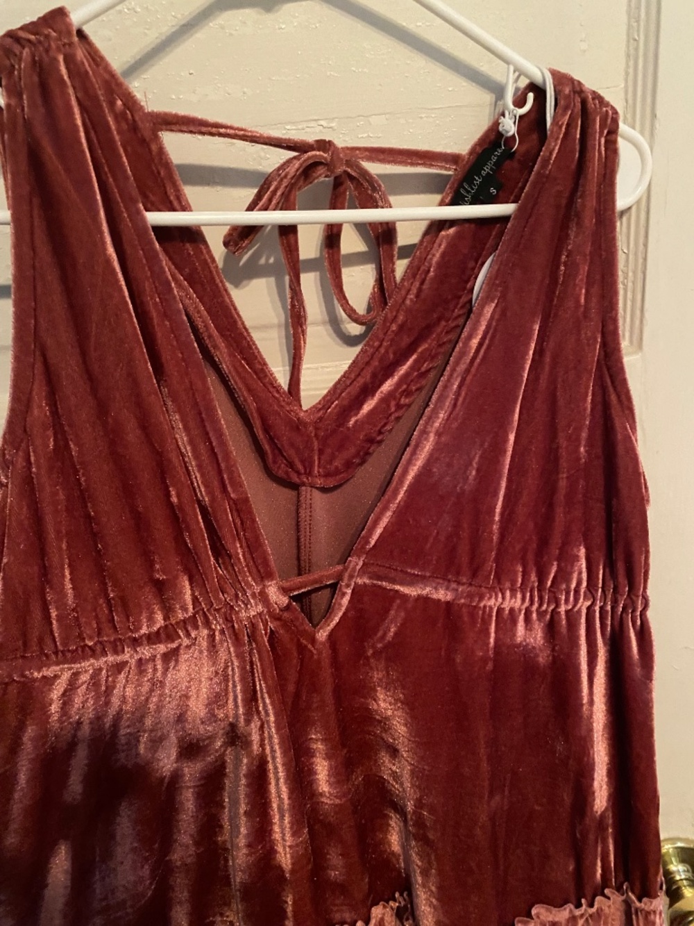 Petal & Pup Eddie Tiered Velvet Mini Dress in Ginger NWT - Picture 4 of 10